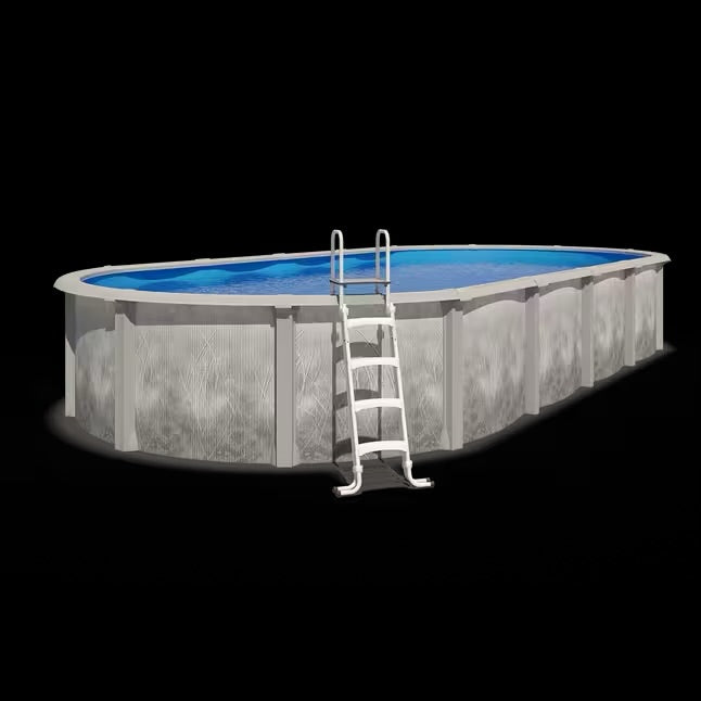 Piscina acima do solo em aço e resina oval 9,15 x 4,55 x 1,32 m, graduada cinza LIBERTY