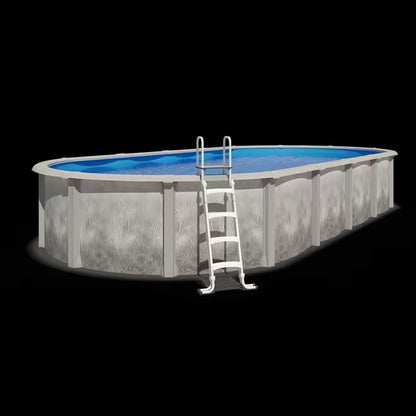 Piscina acima do solo em aço e resina oval 9,15 x 4,55 x 1,32 m, graduada cinza LIBERTY