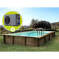 Kit de piscina retangular em madeira Tampa - 7,20 x 4,20 x 1,44 + Bomba de calor